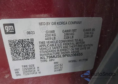 2023 Chevrolet Trailblazer Awd Rs z USA, uszkodzony, nr VIN KL79MUSL9PB206455